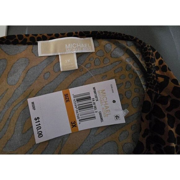 Michael Kors Womens Animal Print Dress 3X Long Sleeve Brown & Black - Picture 5 of 5